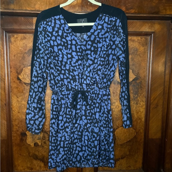 EUC Sea New York x Barneys- Blue and Black Patterned Silk Dress. Size 4 - Picture 3 of 9